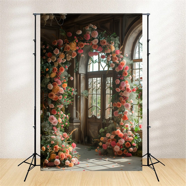 Toile de fond Fleur Élégante Arche de Roses Fenêtre BRP1-497
