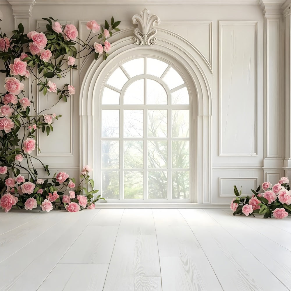 Fond Photo Fleuri Fenêtre Blanche Roses Roses BRP1-502