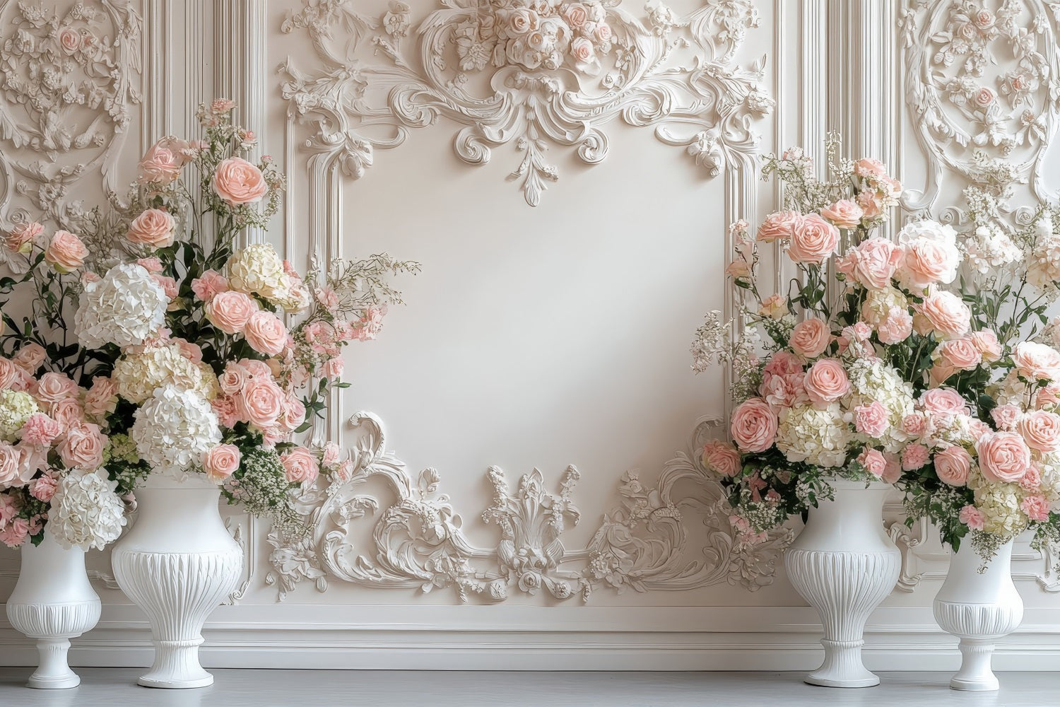 Fond Photo Fleurs Baroque Roses Crème BRP1-506