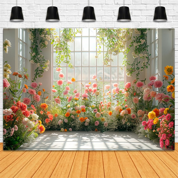 Toile de fond Florale Fenêtre Ensoleillée Arrangement Floral BRP1-510