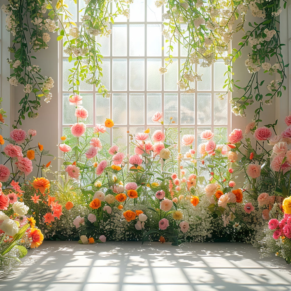 Toile de fond Florale Fenêtre Ensoleillée Arrangement Floral BRP1-510