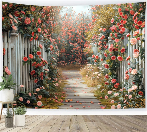 Toile de fond Florale Sentier Romantique Roses BRP1-511