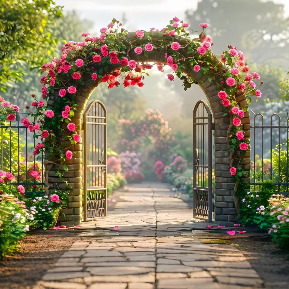 Toile de fond Florale Entrée Arche Couverte de Roses BRP1-512