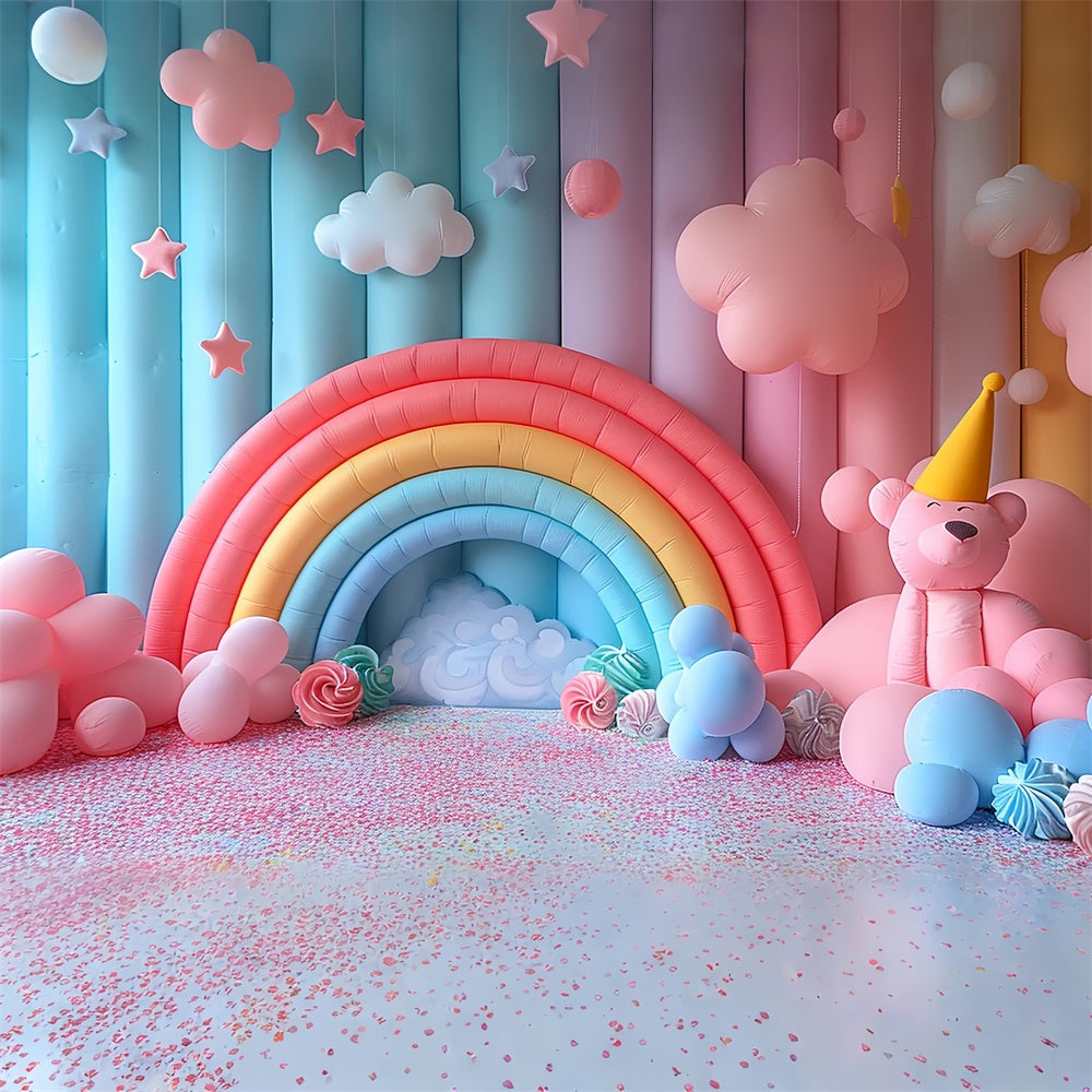 Toile de fond Arrangement de ballons arc-en-ciel bohème doux BRP10-103