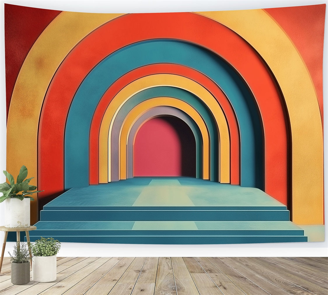 Toile de fond Arches arc-en-ciel rétro bohème artistique moderne BRP10-114