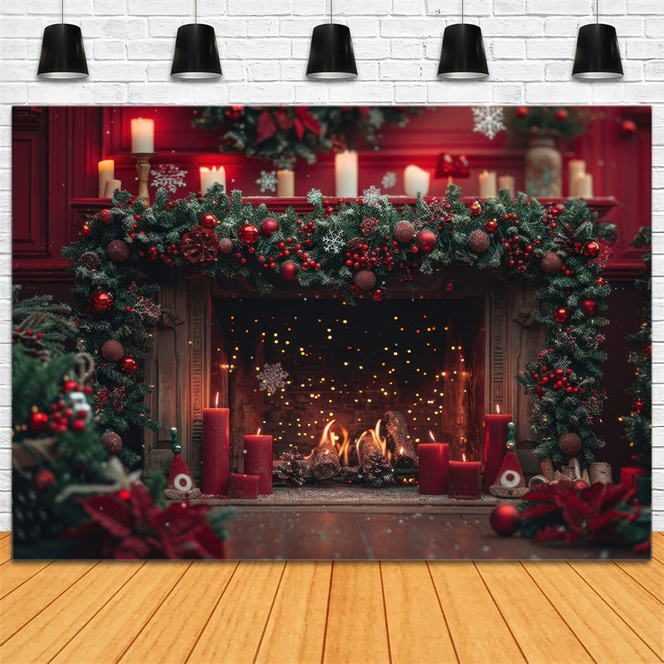 Noël Toile de fond Photographie Scène de cheminée BRP10-130