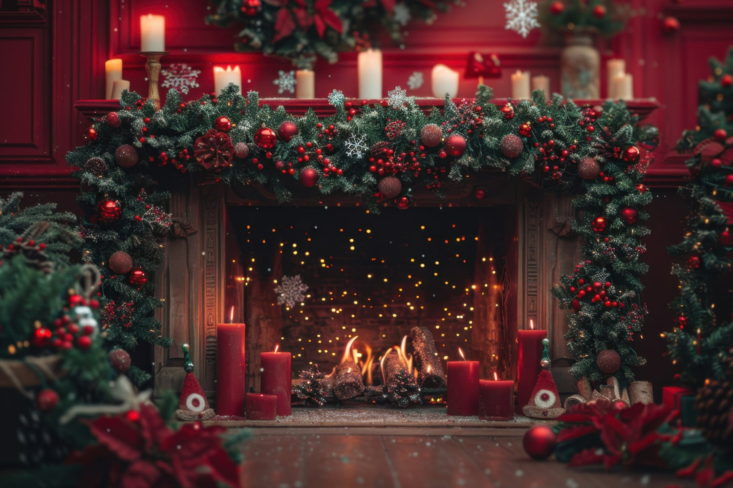 Noël Toile de fond Photographie Scène de cheminée BRP10-130