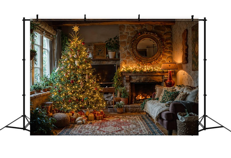 Noël Toile de fond Ambiance arbre de cheminée BRP10-132