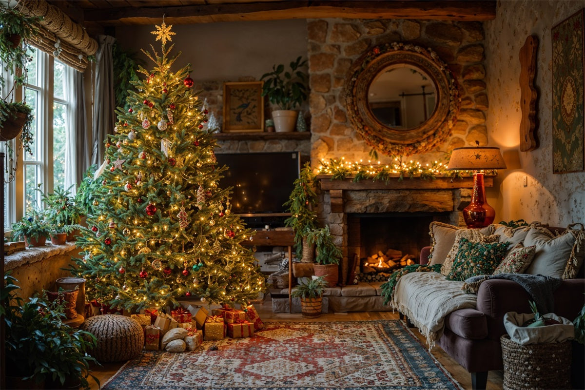 Noël Toile de fond Ambiance arbre de cheminée BRP10-132