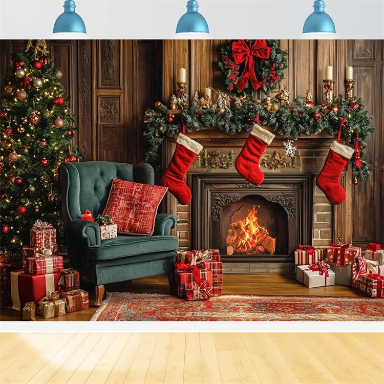 Noël Toile de fond Chaussettes de cheminée BRP10-133
