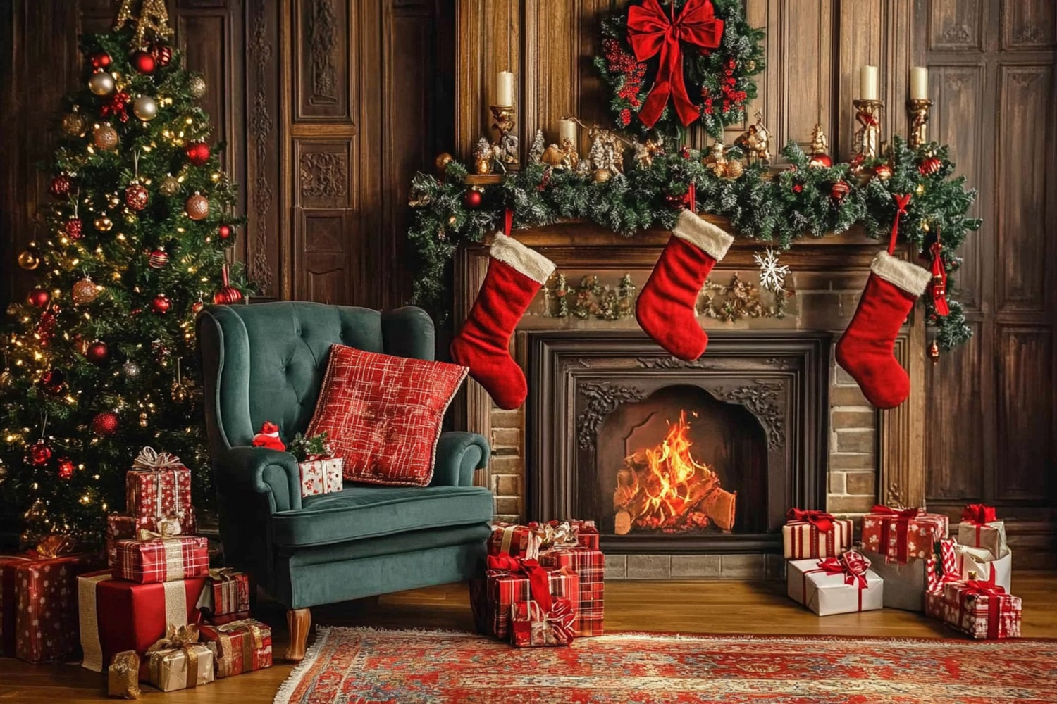 Noël Toile de fond Chaussettes de cheminée BRP10-133
