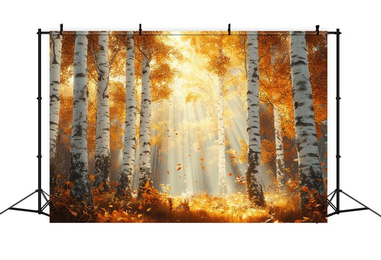 Automne Toile de Fond Rayons de Soleil à Travers les Bouleaux BRP10-240