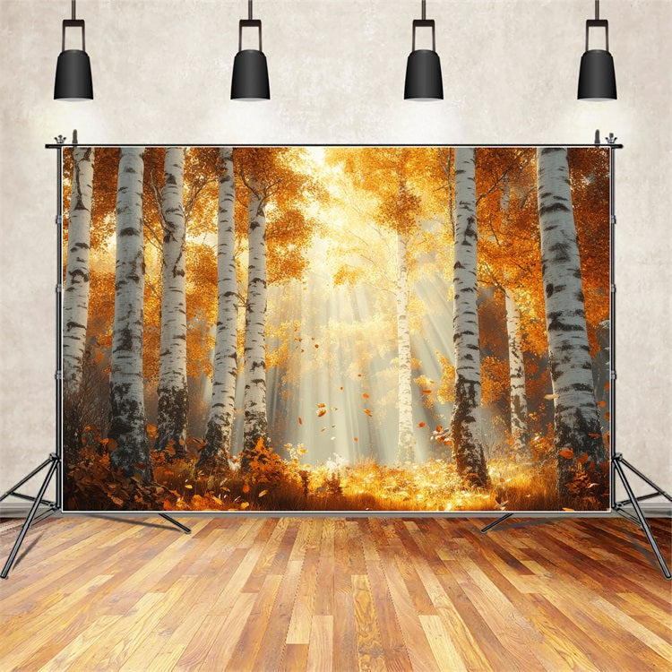 Automne Toile de Fond Rayons de Soleil à Travers les Bouleaux BRP10-240