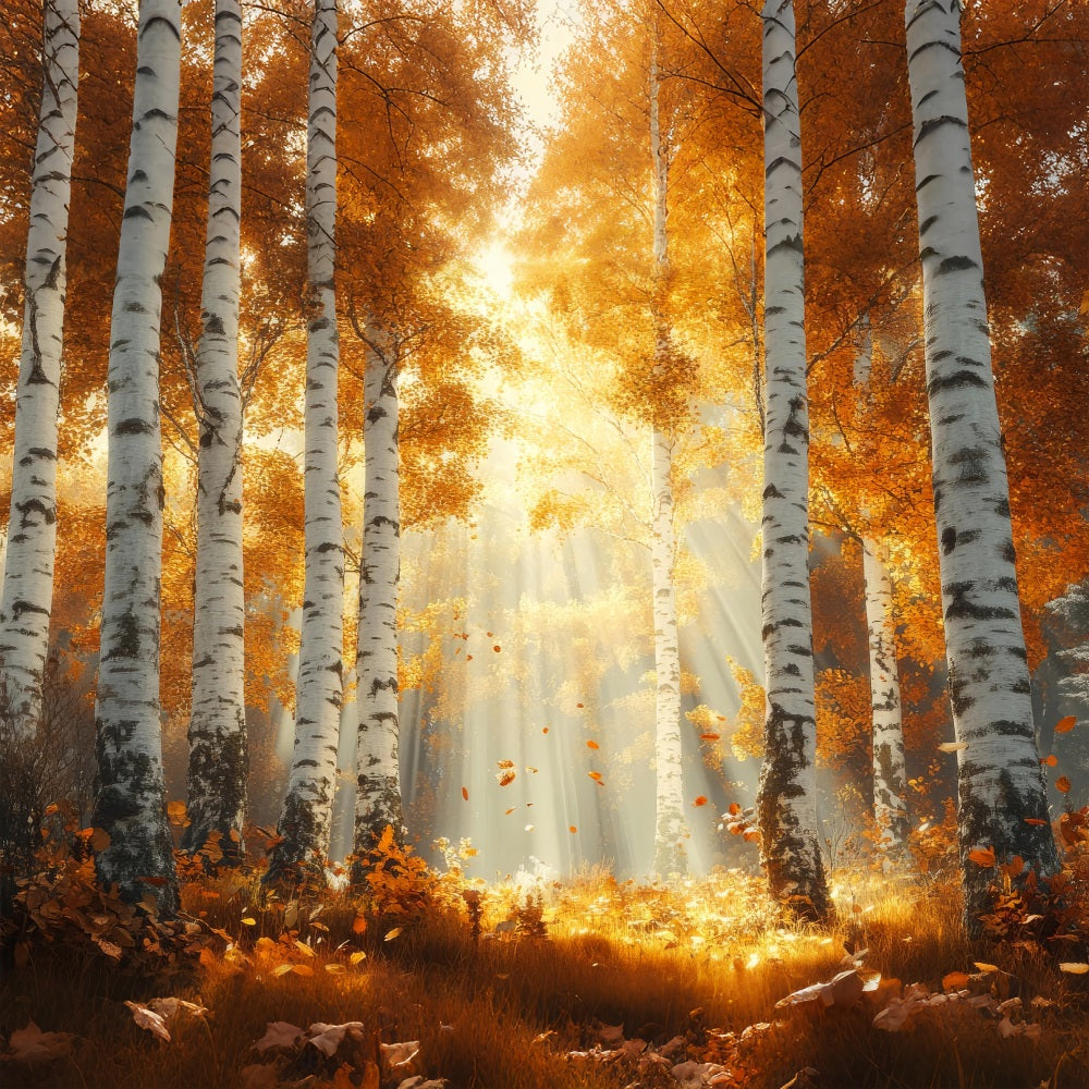Automne Toile de Fond Rayons de Soleil à Travers les Bouleaux BRP10-240