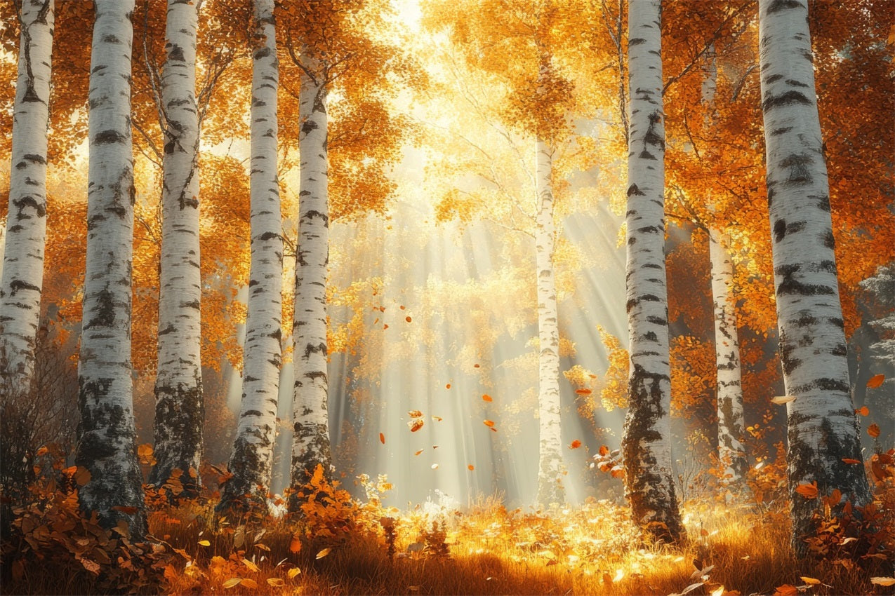 Automne Toile de Fond Rayons de Soleil à Travers les Bouleaux BRP10-240