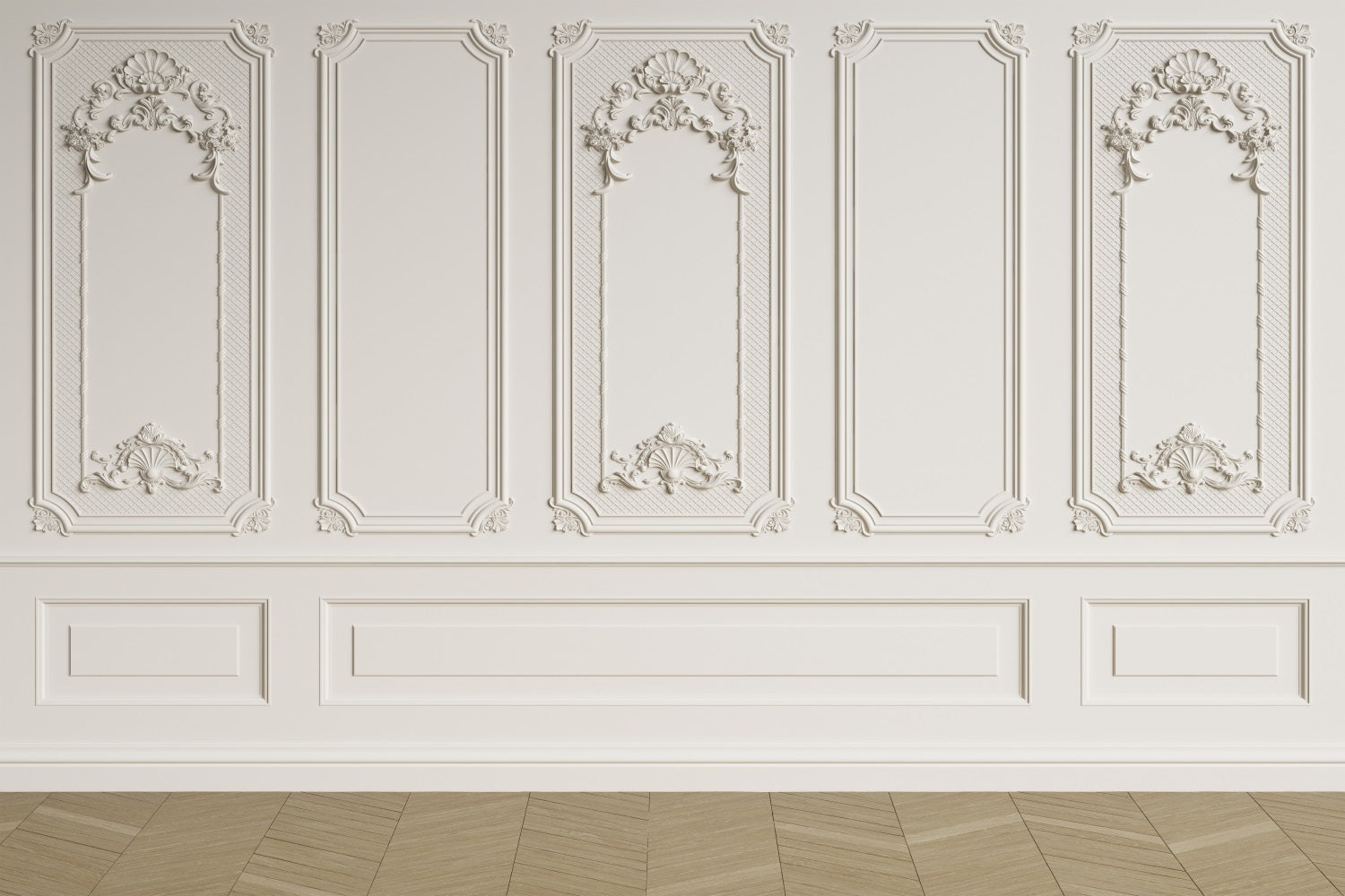 Toile de Fond Photographie Rétro Style Baroque Blanc BRP10-269