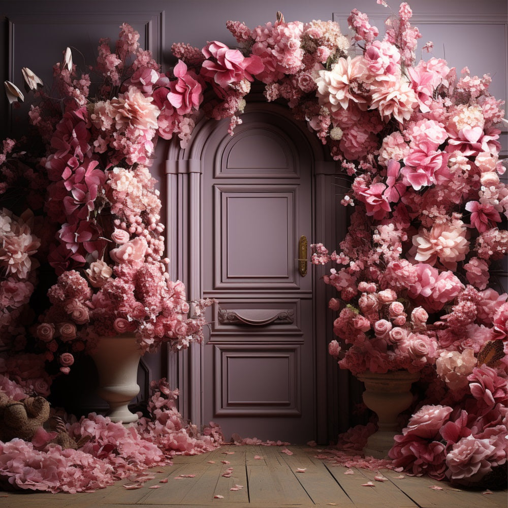 Toile de Fond Arche Mur Rose Design Floral Élégant BRP10-296