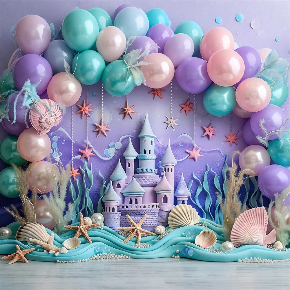Toile de Fond Anniversaire Château Océan Étoile de Mer BRP10-300