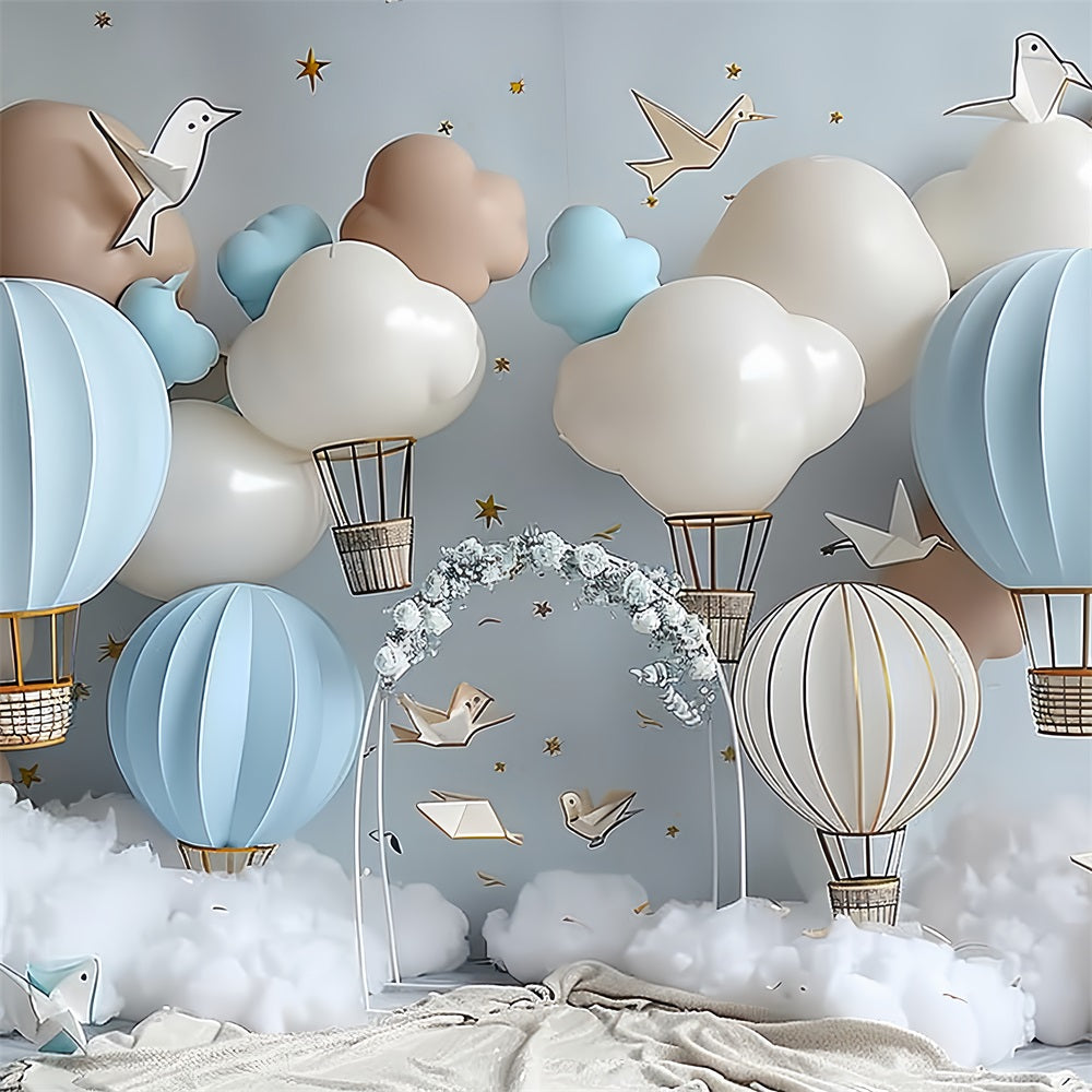 Toile de Fond Anniversaire Aventure Ciel Montgolfière BRP10-310
