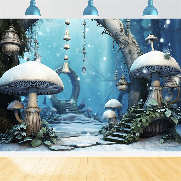 Toile de fond Forêt magique champignons lanternes BRP10-33