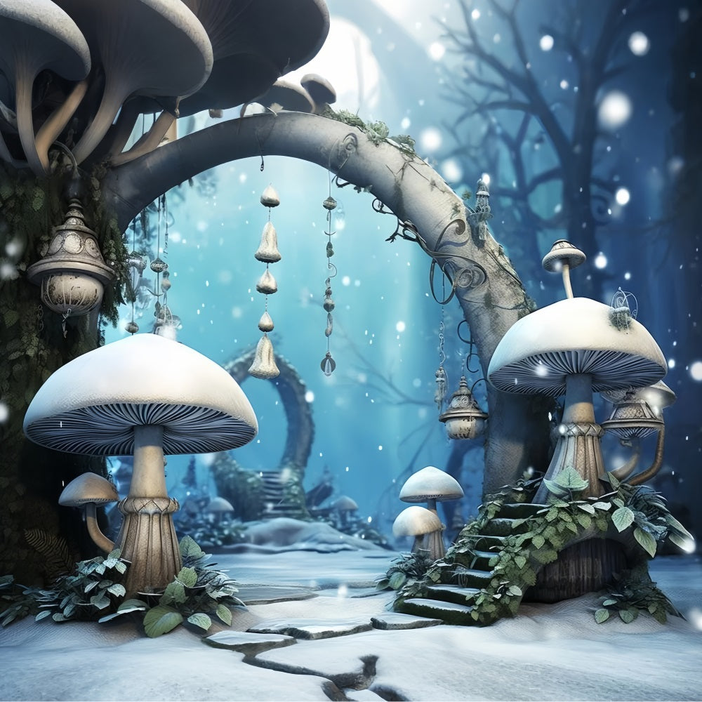 Toile de fond Forêt magique champignons lanternes BRP10-33