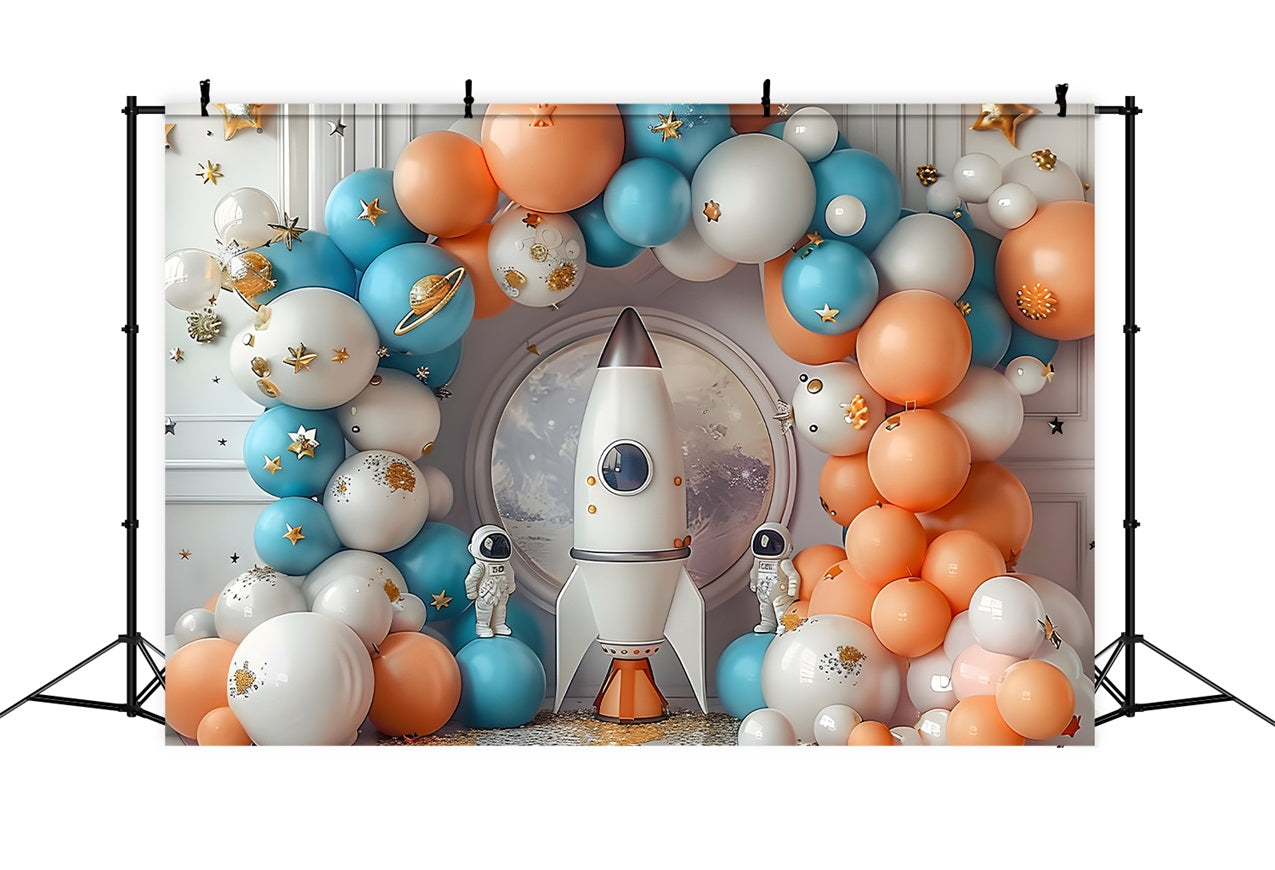 Toile de Fond Anniversaire Séance Lancement de Fusée Astronaute BRP10-330