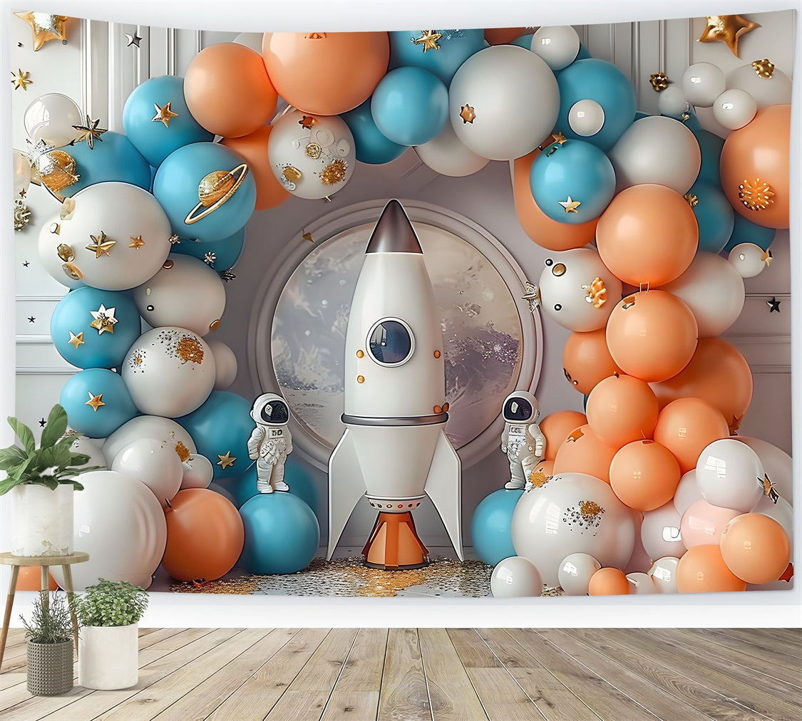Toile de Fond Anniversaire Séance Lancement de Fusée Astronaute BRP10-330