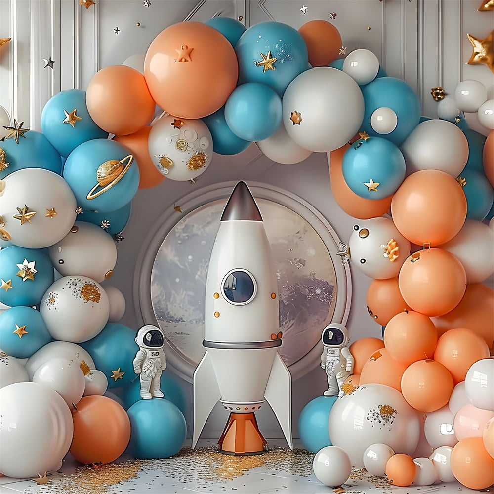 Toile de Fond Anniversaire Séance Lancement de Fusée Astronaute BRP10-330