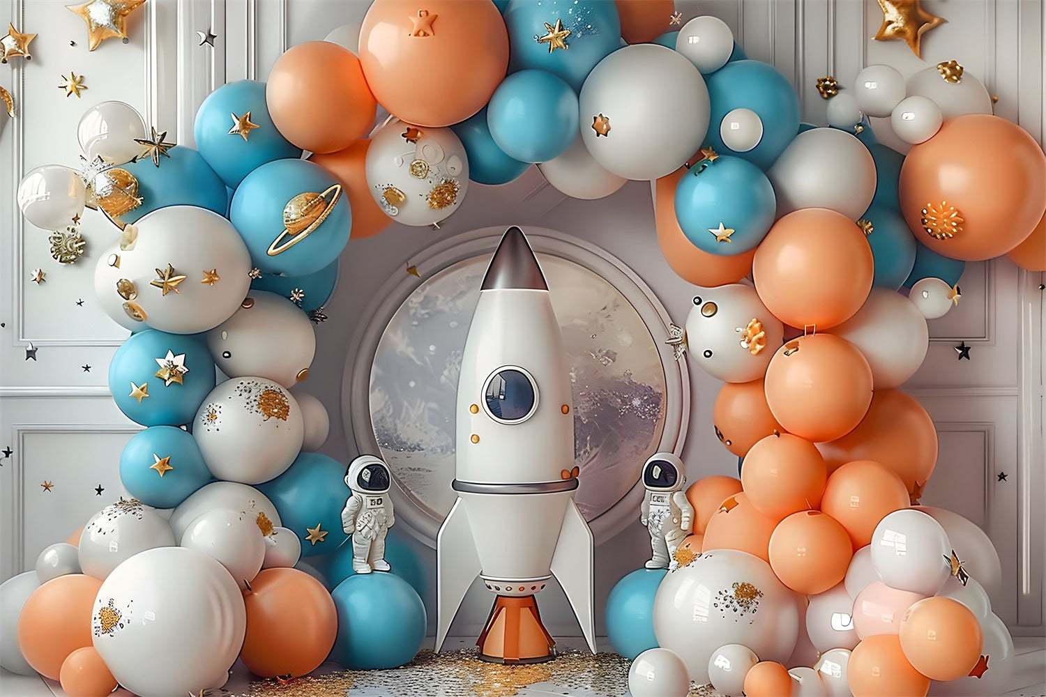 Toile de Fond Anniversaire Séance Lancement de Fusée Astronaute BRP10-330