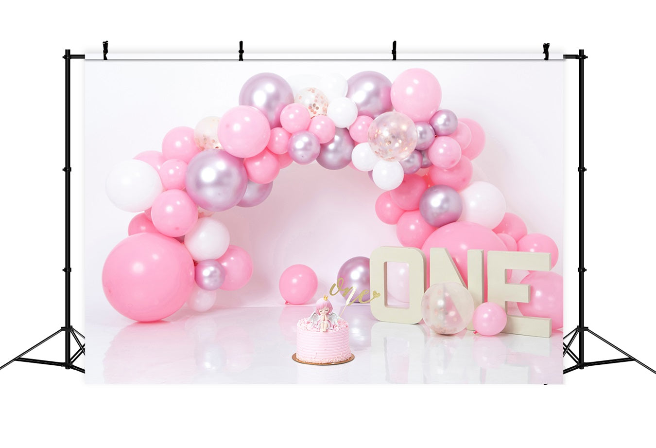 Toile de Fond Anniversaire 1er Anniversaire Ballon Rose Violet BRP10-337