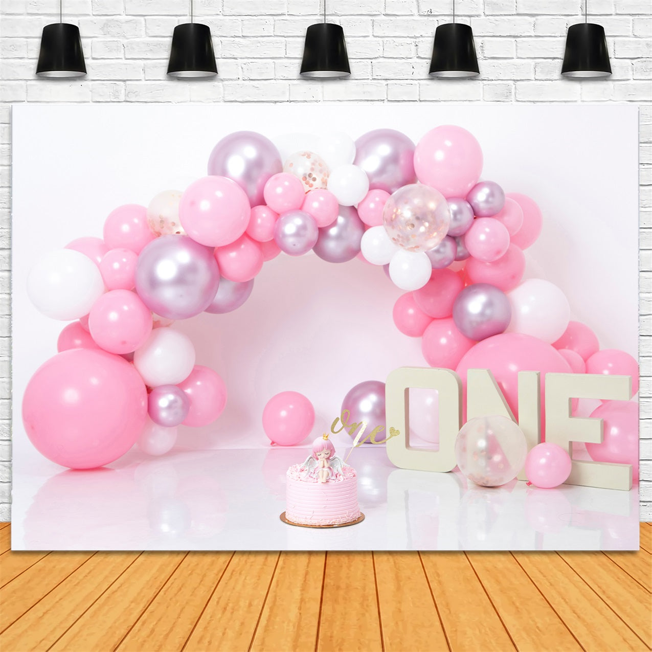 Toile de Fond Anniversaire 1er Anniversaire Ballon Rose Violet BRP10-337