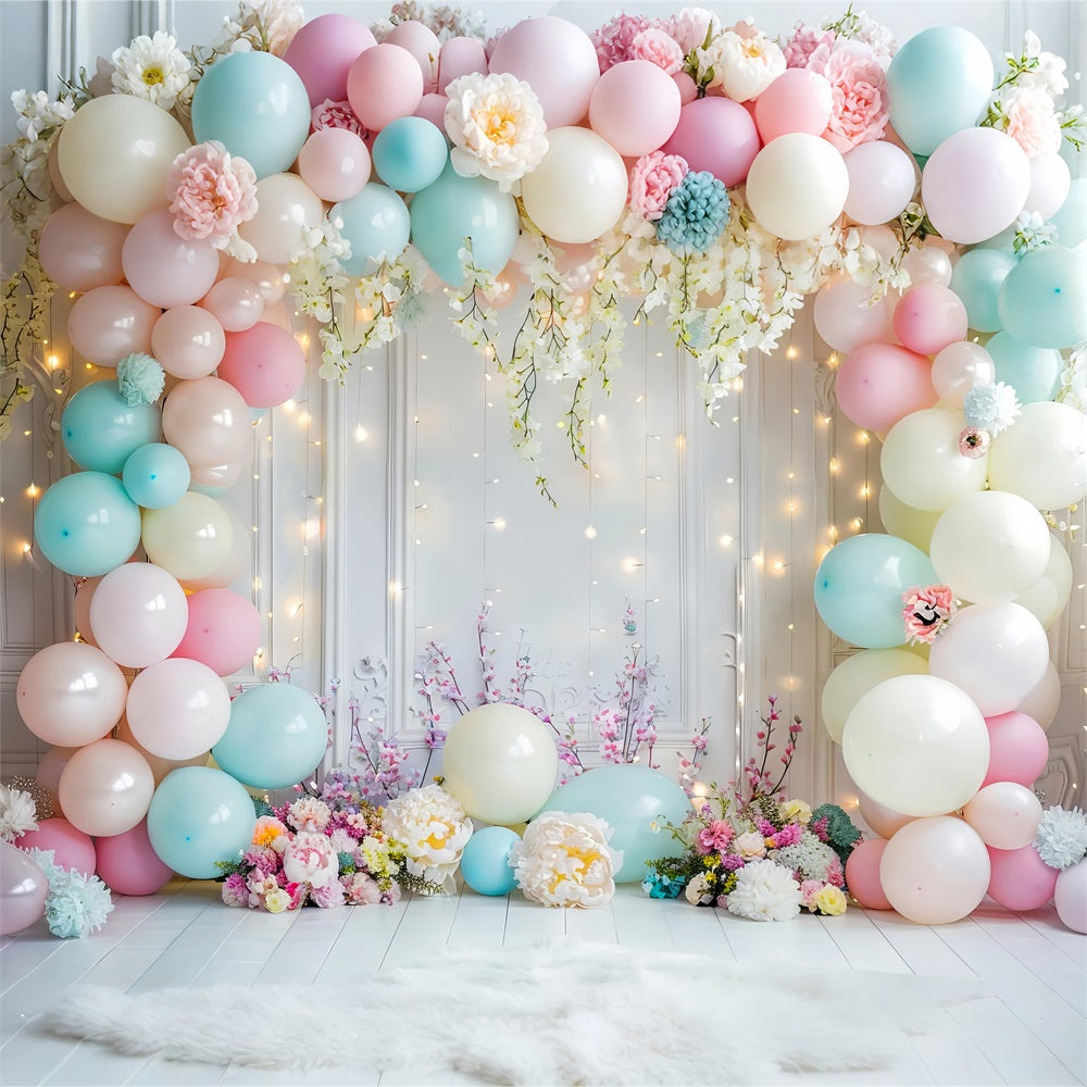 Toile de Fond Anniversaire Fêtes Arc de Ballons Floral BRP10-345