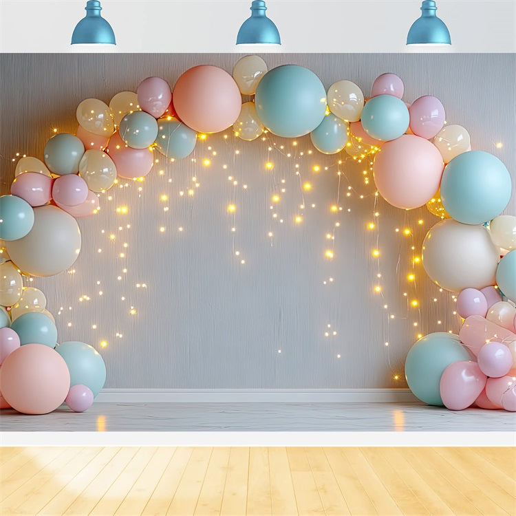 Toile de Fond Joyeux Anniversaire Arc de Ballons Lumières BRP10-349