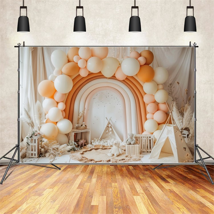 Toile de Fond Anniversaire Ballon Arc-en-Ciel BRP10-352