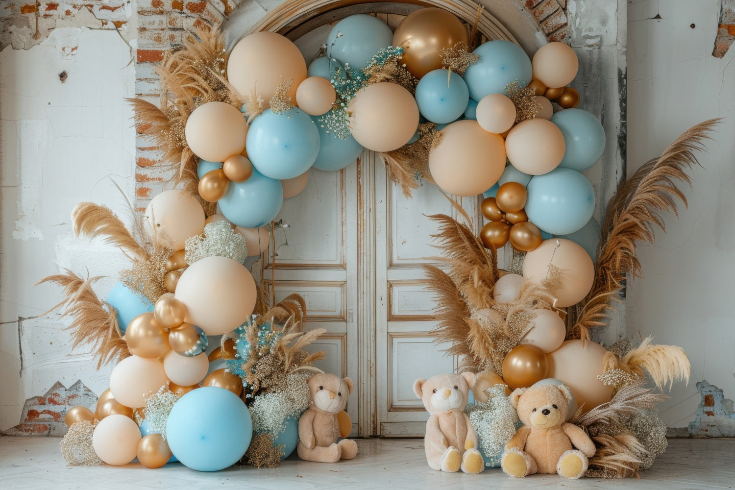 Toile de Fond Anniversaire Fête Arc de Ballons Ourson BRP10-356