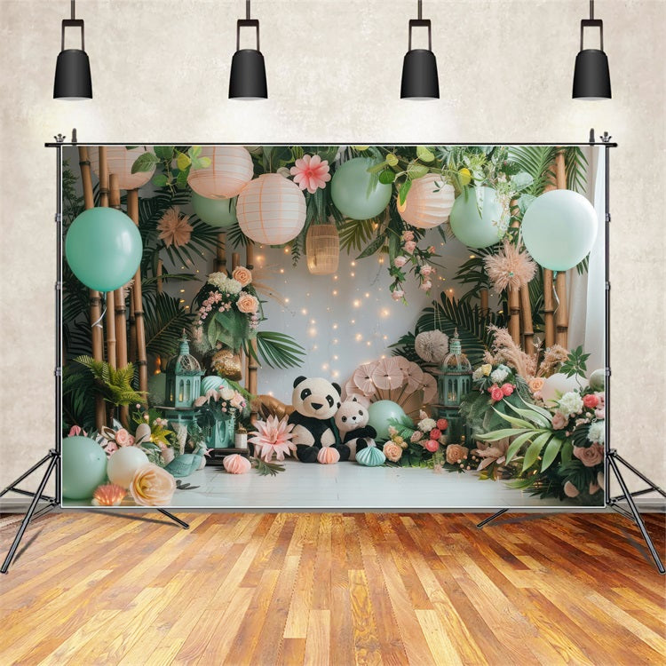 Toile de Fond Anniversaire Panda Ballon Bambou BRP10-364