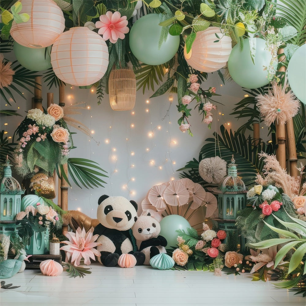 Toile de Fond Anniversaire Panda Ballon Bambou BRP10-364