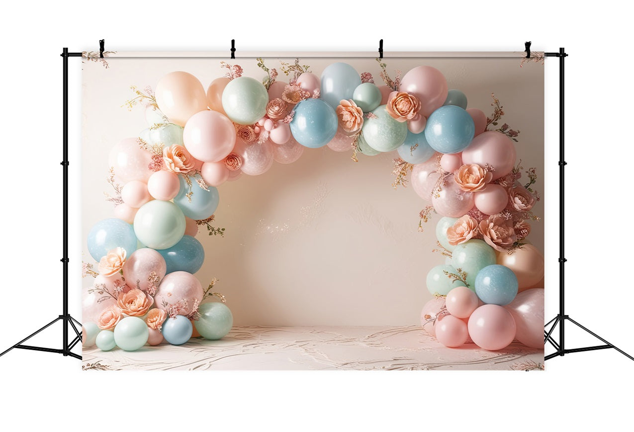 Toile de Fond Anniversaire Ballons Fleurs BRP10-367