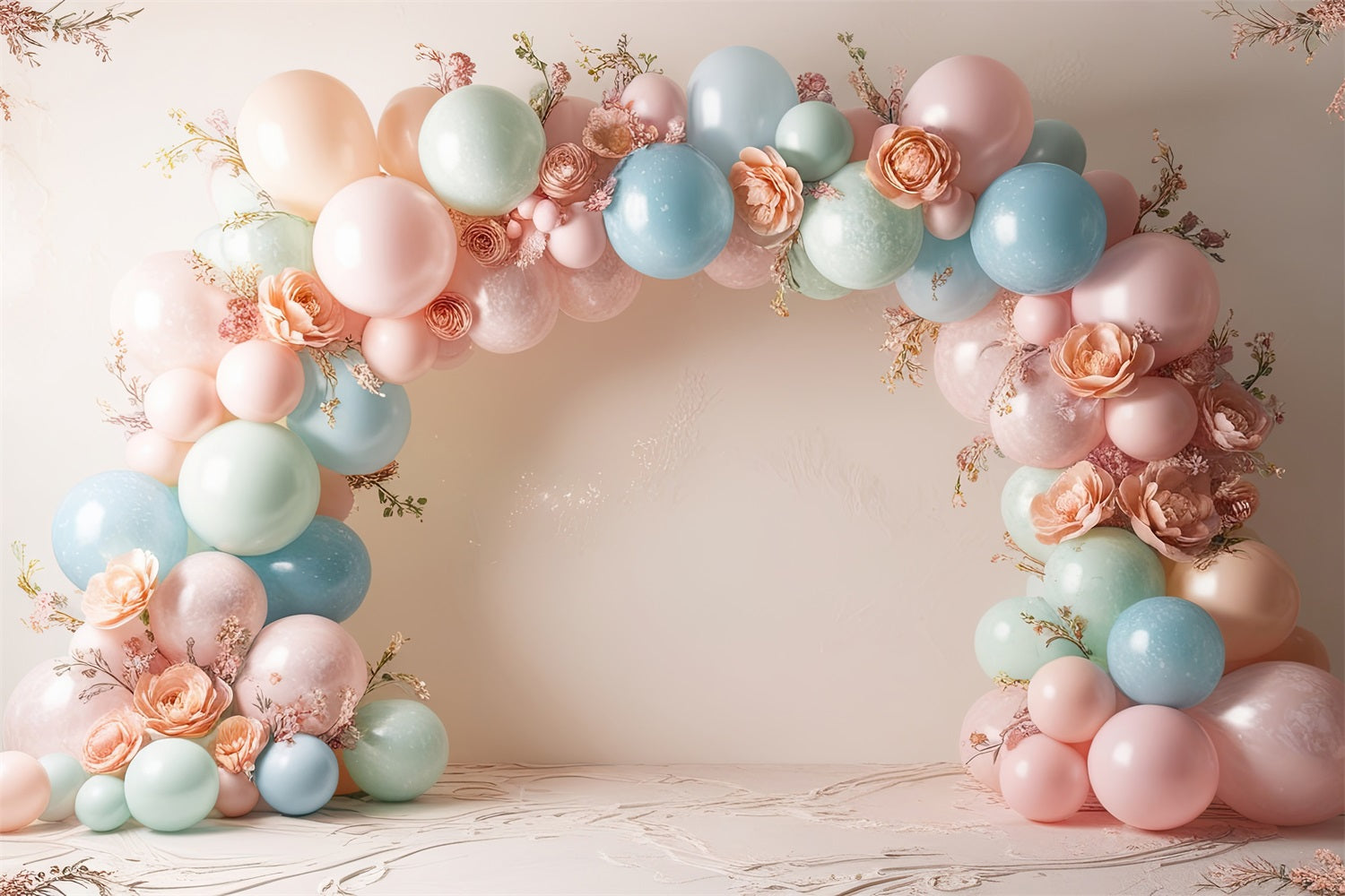 Toile de Fond Anniversaire Ballons Fleurs BRP10-367