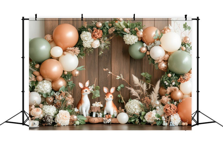 Toile de Fond Anniversaire Célébration Animaux Sylvestres Ballons BRP10-368