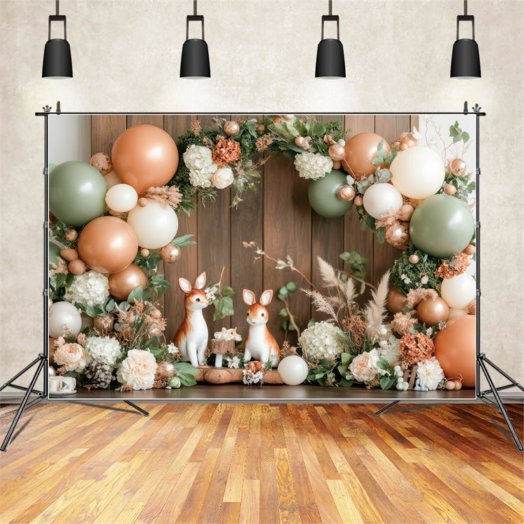 Toile de Fond Anniversaire Célébration Animaux Sylvestres Ballons BRP10-368