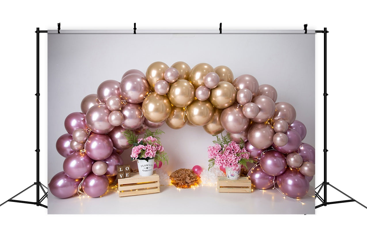 Toile de Fond Joyeux Anniversaire Ballon Rose BRP10-371