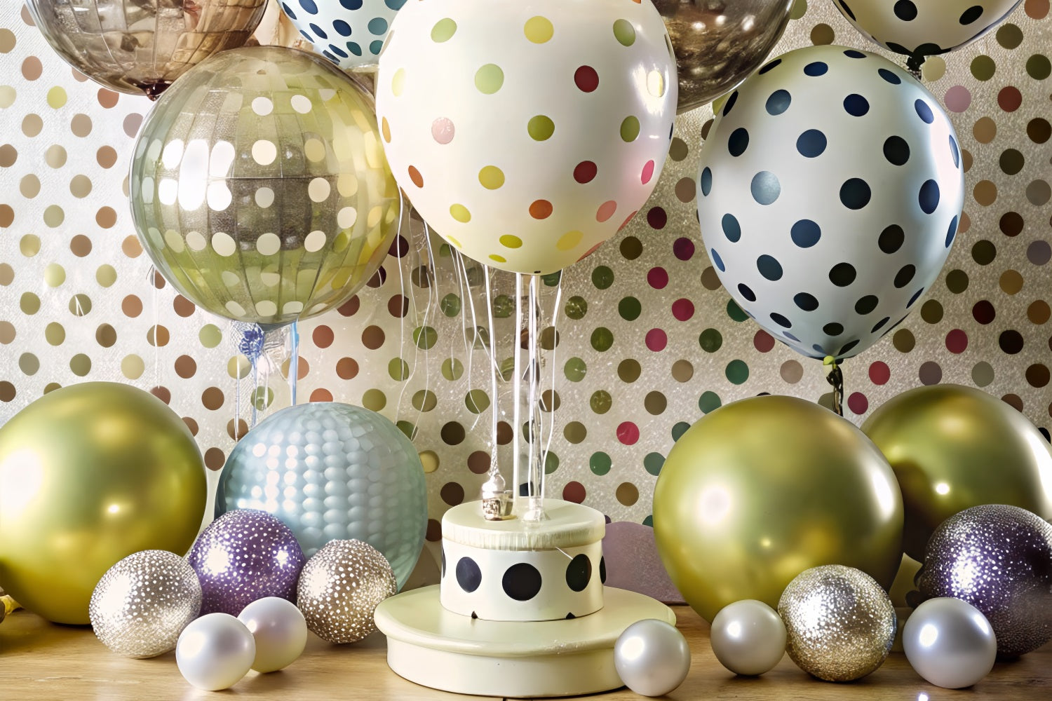 Toile de Fond Anniversaire Enfants Ballon Pois BRP10-382