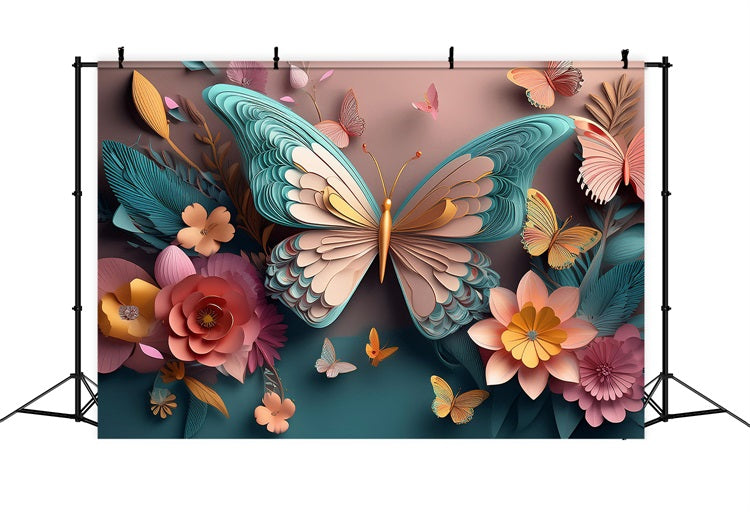 Toile de Fond Anniversaire Fête Papillon 3D Floral BRP10-402