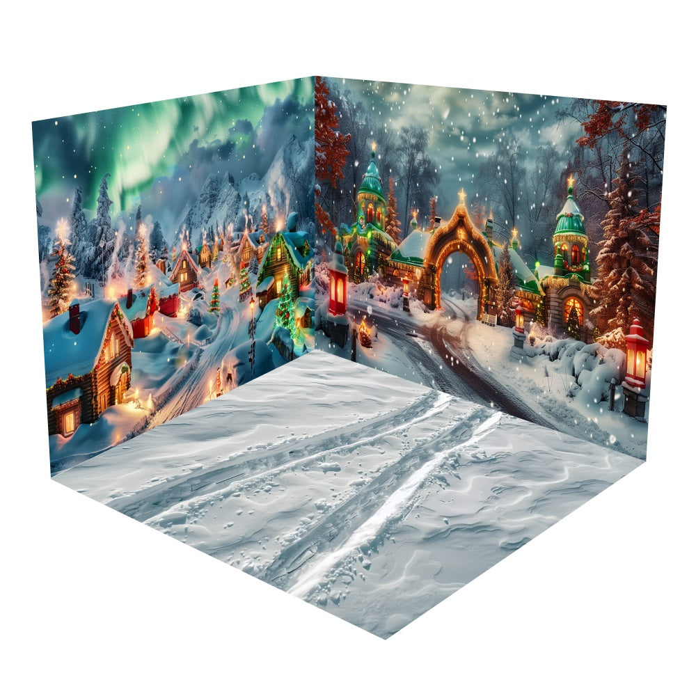 Ensemble de Salle Cottages de Noël Lumières Hivernales BRP10-439