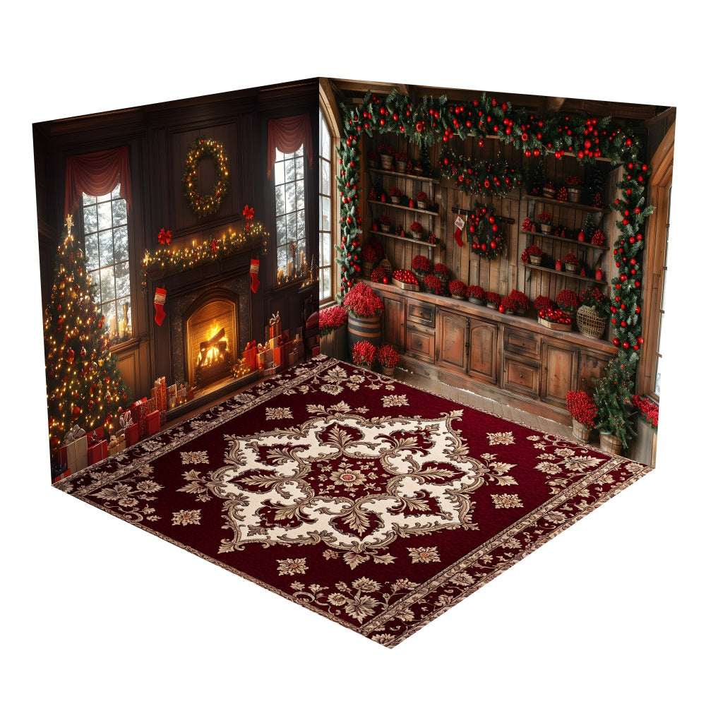 Ensemble de Salle Cheminée Guirlande de Noël BRP10-444