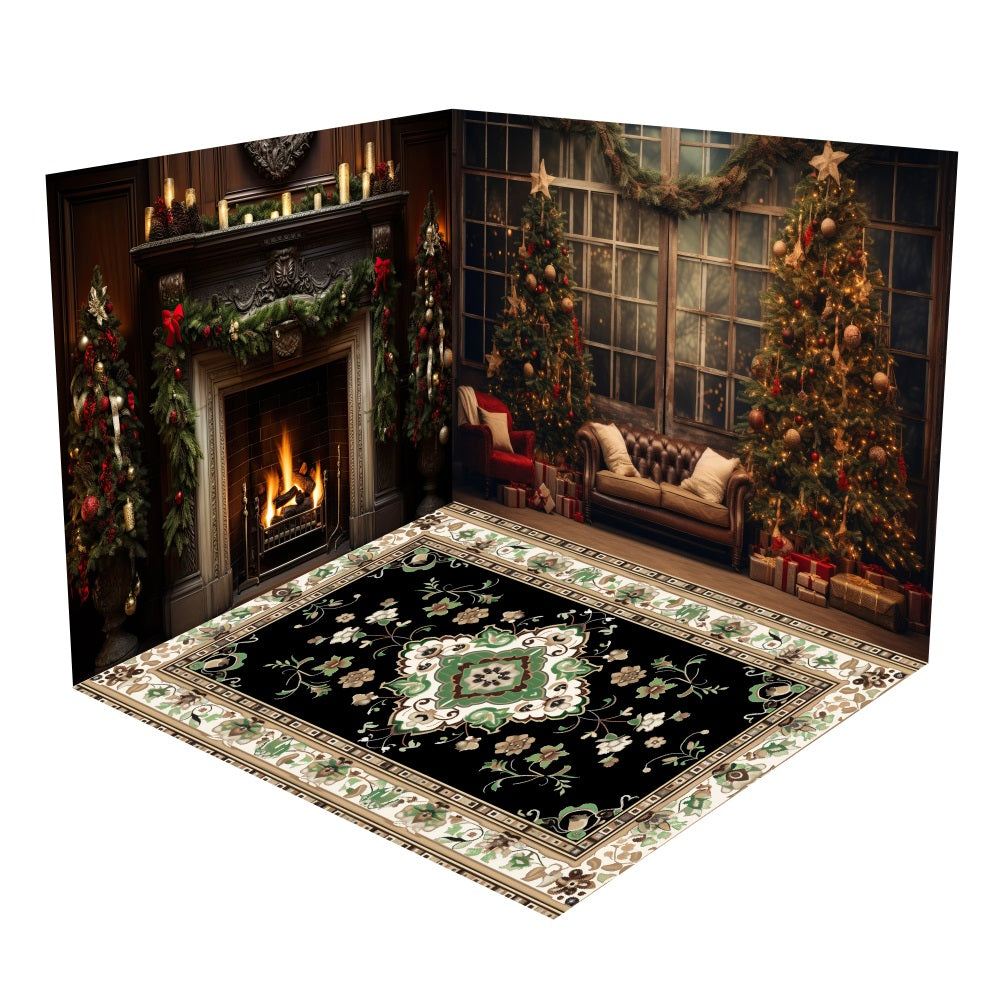 Ensemble de Salle Arbre de Noël Cheminée Festive BRP10-450