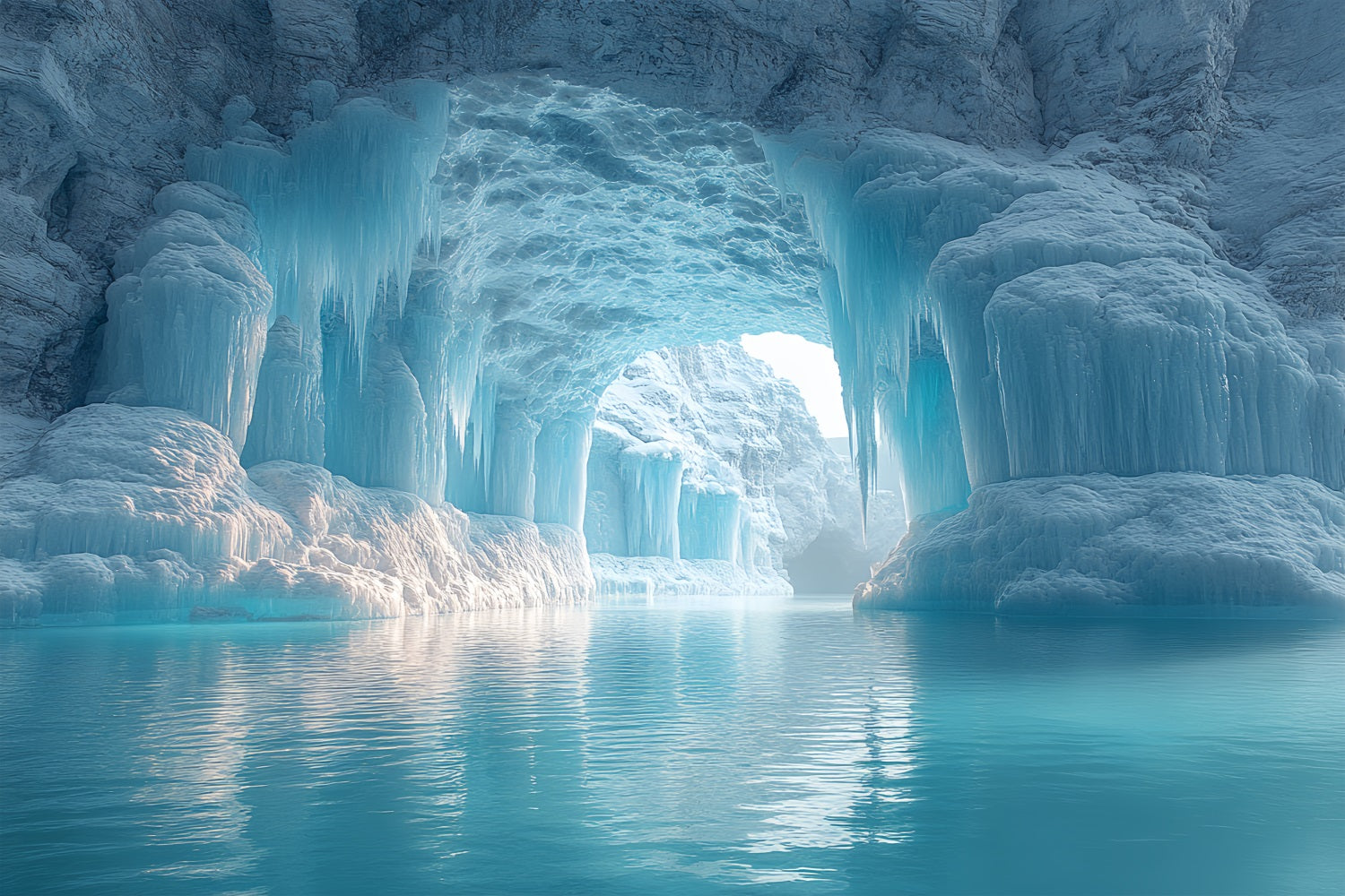 Toile de fond Grotte de glace glaciale cristaux et stalactites BRP10-50