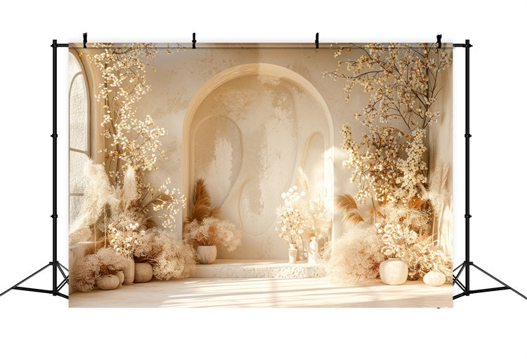 Toile de fond Arche florale chaude pampas Boho BRP10-58