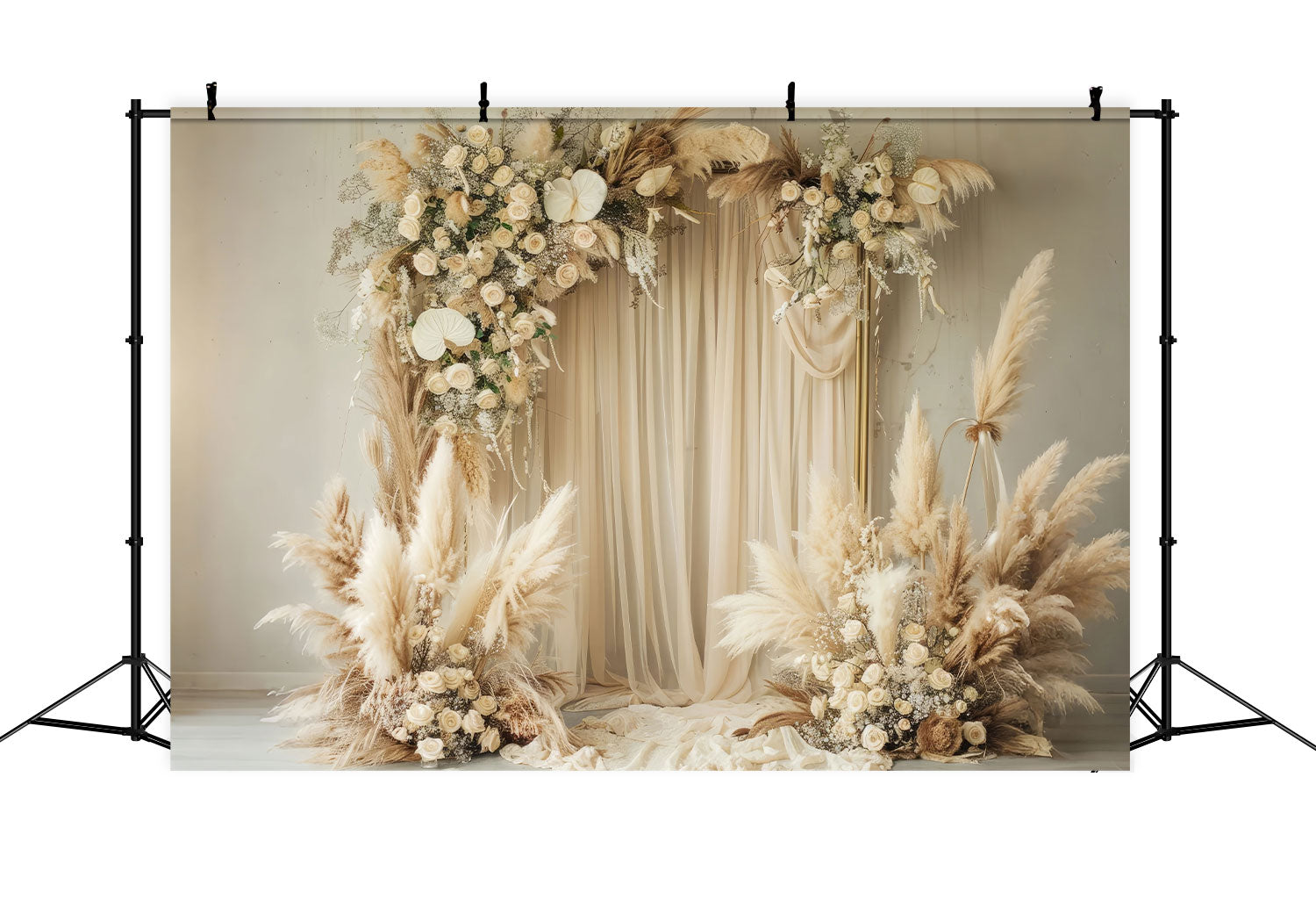 Toile De Fond Boho Arche Florale Drapée BRP10-580